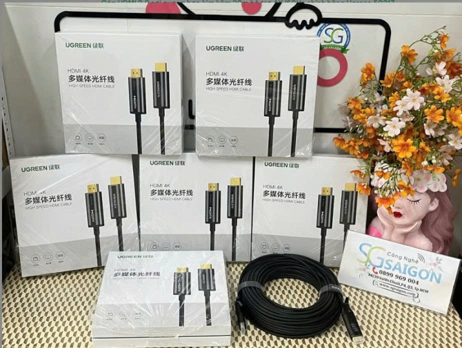Cáp HDMI 2.0 sợi quang hợp kim kẽm 30m hỗ trợ 4K/60Hz chính hãng Ugreen 50217