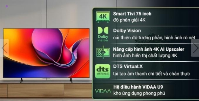 Smart Tivi Hisense 4K 75 inch 75A6Q