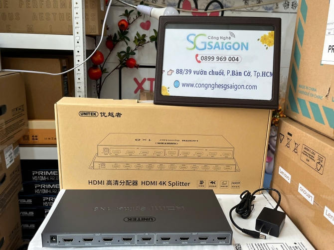 Bộ chia HDMI 8 Cổng Unitek V132A, Hỗ trợ 4K30Hz Adaptor nguồn 5V2A