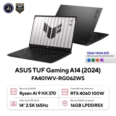 Laptop ASUS TUF Gaming A14 FA401WV-RG062WS (AMD Ryzen AI 9 HX 370/ 16GB/ 1TB/ RTX 4060/ 14 inch 2.5K 165Hz/ Win 11/ Xám)