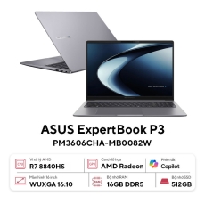 Laptop ASUS ExpertBook P3 PM3606CHA-MB0082W (Ryzen 7 8840HS | 16GB | 512GB | AMD Radeon 780M Graphics | 16inch WUXGA | Win11 | Xám)