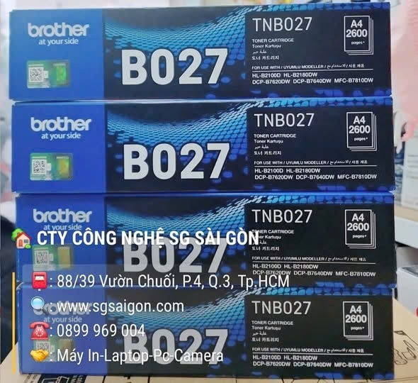 Hộp Mực Brother TNB027 - Mực cho máy HL-B2100D/B2180DW/DCP-B7620DW/B7640DWMFC-B7810DW/ MFC-B7715DW - 2.600 trang
