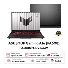 Laptop ASUS TUF Gaming A16 FA608UM-RV266W (Ryzen 7 260 | 16GB | 512GB | RTX 5060 | 16inch FHD+ 165Hz | Win 11 | Xám)