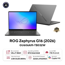 Laptop Asus ROG Zephyrus G16 GU606AM-TB032W (Ultra 9 386H | 32GB | 1TB | RTX 5060 8GB | 16inch WQXGA OLED 240Hz | Win 11 | Xám)