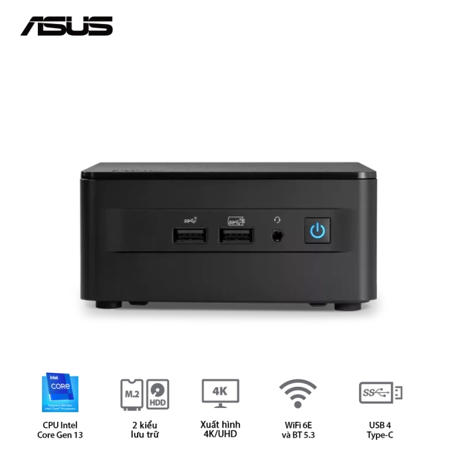 Bộ Mini PC ASUS Intel NUC13 PRO Tall RNUC13ANHi3 ( i3-1315U/ 2xDDR4-3200 / 3xNVMe, SATA/ 2x HDMI 2.1/2x DP 1.4a/ VESA MOUNT )