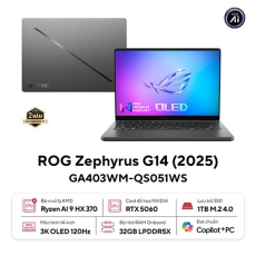 Laptop ASUS ROG Zephyrus G14 GA403WM-QS051WS (Ryzen AI 9 HX 370 | 32GB | 1TB | RTX 5060 | 14.0 inch 3K OLED | Win 11 | Xám | Sạc nhanh)