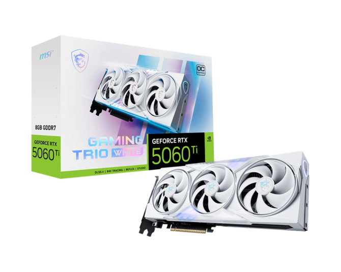 VGA MSI GeForce RTX™ 5060 Ti 8G GAMING TRIO OC TRẮNG