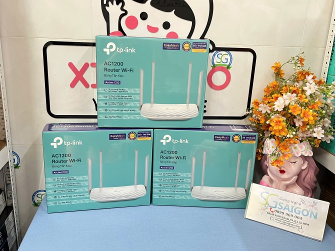 Bộ Phát Wifi TP-Link Archer C50 (Chuẩn AC/ AC1200Mbps/ 4 Ăng-ten ngoài/ 25 User)