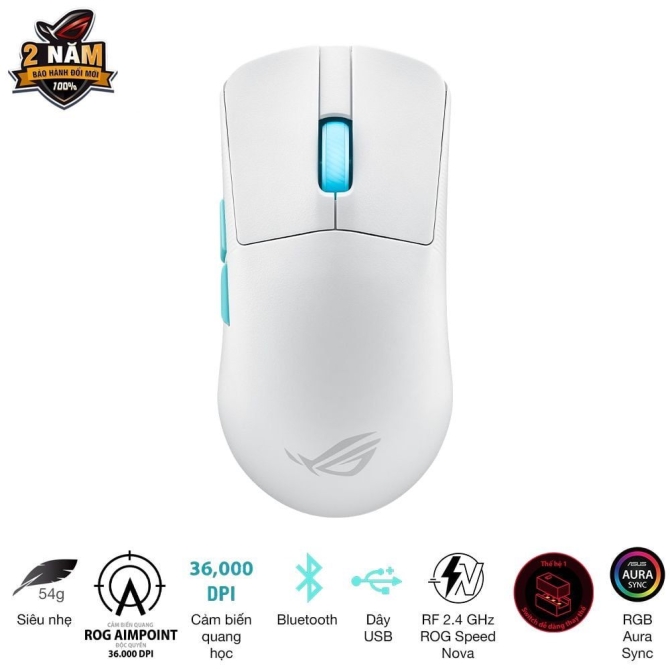Chuột Asus ROG Harpe Ace Aim Lab Wireless White