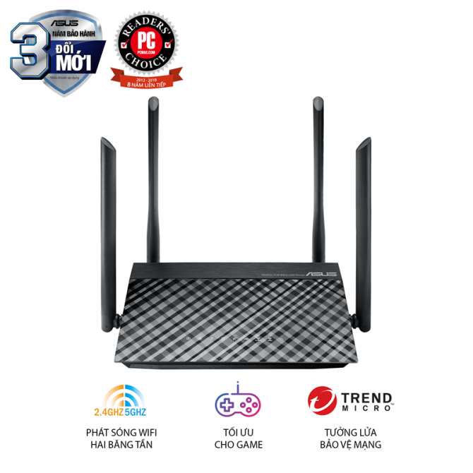 Router Wifi Băng Tần Kép Asus RT-AC1200 v2