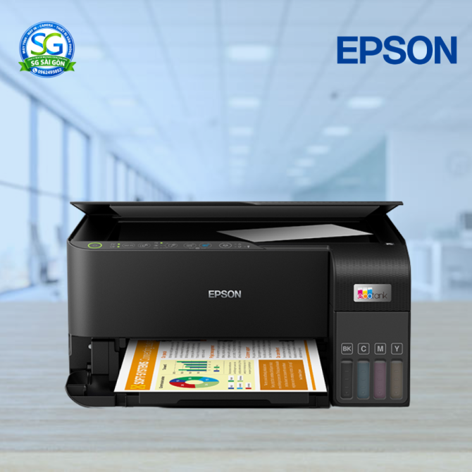 Máy in phun màu đa năng Epson EcoTank L3350 - Chính hãng (In | Copy| Scan| A4| A5| USB| LAN| WIFI)